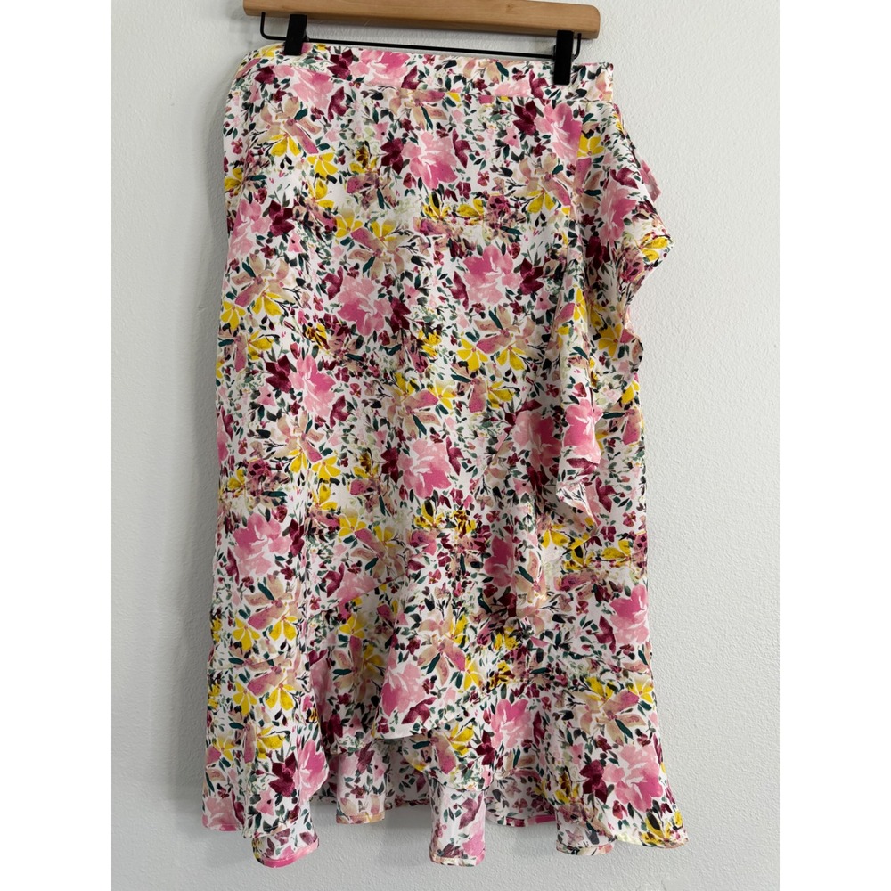 89th‎ & Madison - Floral Midi Skirt Asymmetric Ruffle Women's Size Medium